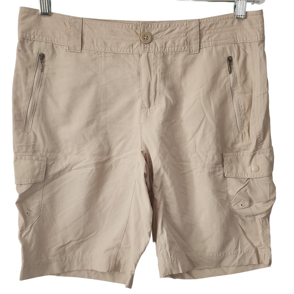 Columbia Women's Tan Nylon Hiking Walking Bermuda Shorts Shorts 8/10